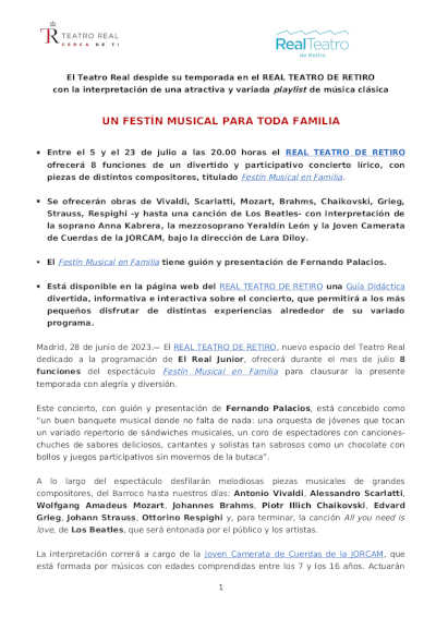 Un festín musical para toda la familia en el Real Teatro de Retiro