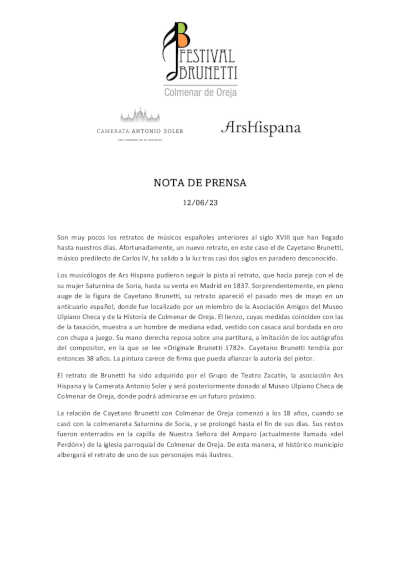 Sensacional descubrimiento del primer retrato conocido del compositor Cayetano Brunetti