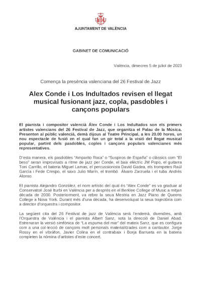 Alex Conde y Los Indultados revisan el legado musical fusionando jazz, copla, pasodobles y canciones populares