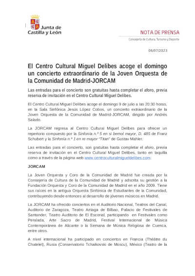 El Centro Cultural Miguel Delibes acoge a la Joven Orquesta de la Comunidad de Madrid-JORCAM