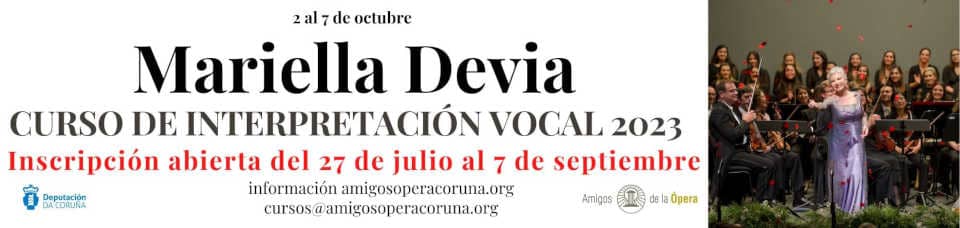 El jueves 27 de julio abre el plazo de pre-inscripción para el Curso de Interpretación Vocal de Mariella Devia
