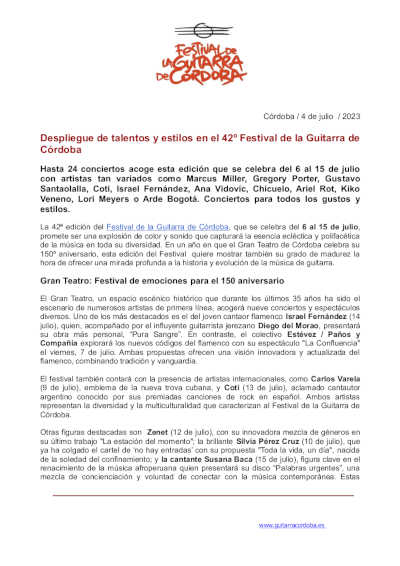 Despliegue de talentos y estilos en el 42º Festival de la Guitarra de Córdoba