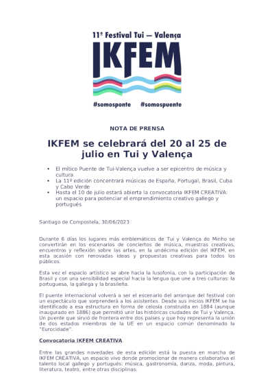 IKFEM celebra su nueva su 11º edición 2023 en el mítico Puente de Tui-Valença como siempre IKFEM celebra su nueva su 11º edición 2023 en el mítico Puente de Tui-Valença como siempre