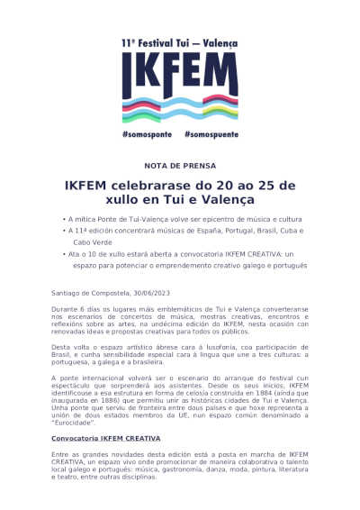 IKFEM celebra su nueva su 11º edición 2023 en el mítico Puente de Tui-Valença como siempre IKFEM celebra su nueva su 11º edición 2023 en el mítico Puente de Tui-Valença como siempre