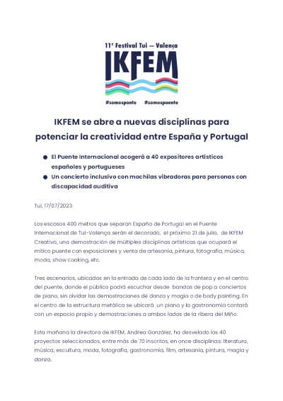 IKFEM se abre a nuevas disciplinas para potenciar la creatividad entre España y Portugal