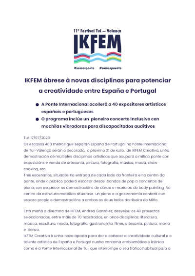 IKFEM se abre a nuevas disciplinas para potenciar la creatividad entre España y Portugal