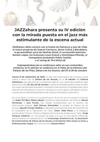 JAZZahara presenta su IV edición con la mirada puesta en el jazz más estimulante de la escena actual JAZZahara presenta su IV edición con la mirada puesta en el jazz más estimulante de la escena actual