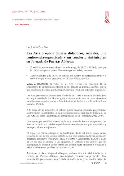 Les Arts propone talleres didácticos, recitales, una conferencia-espectáculo y un concierto sinfónico