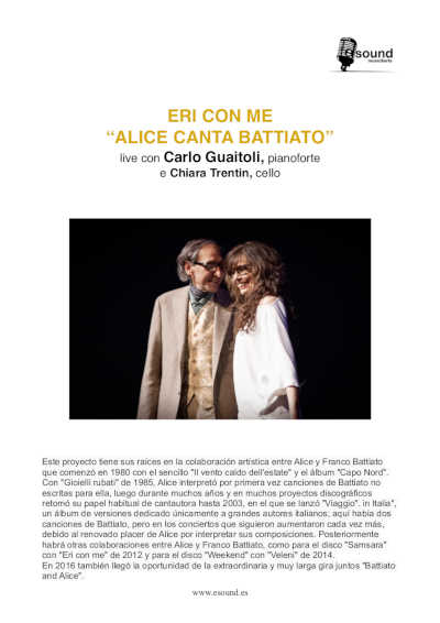 Alice celebra la música de Franco Battiato en su primera actuación en España en Teatros del Canal