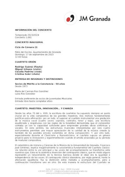 Las Juventudes Musicales de Granada inicia temporada 23/24 con un concierto inaugural