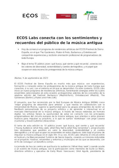 ECOS Labs conecta con los sentimientos y recuerdos del público de la música antigua