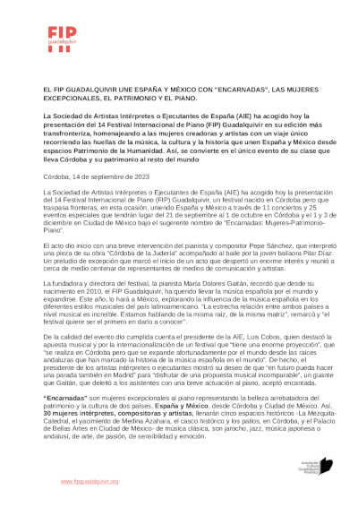 El FIP Guadalquivier une España y México con «Encarnadas», las mujeres excepcionales en su XIV edición