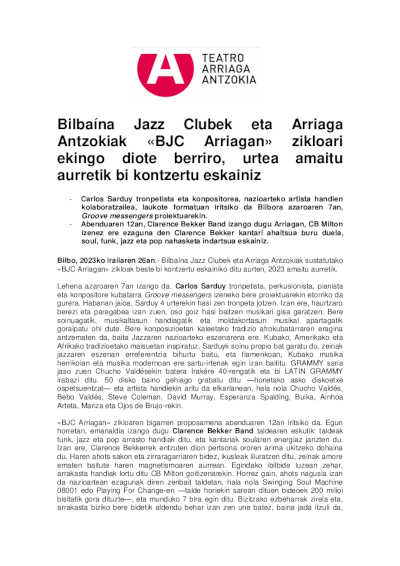 Bilbaína Jazz Club y Teatro Arriaga retoman el ciclo «BJC Arriagan» con dos conciertos antes de final de año
