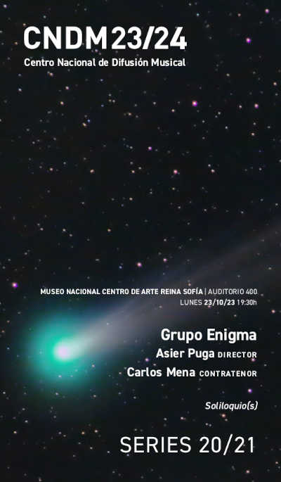 El contratenor Carlos Mena y el Grupo Enigma inauguran el ciclo Series 20/21 del CNDM