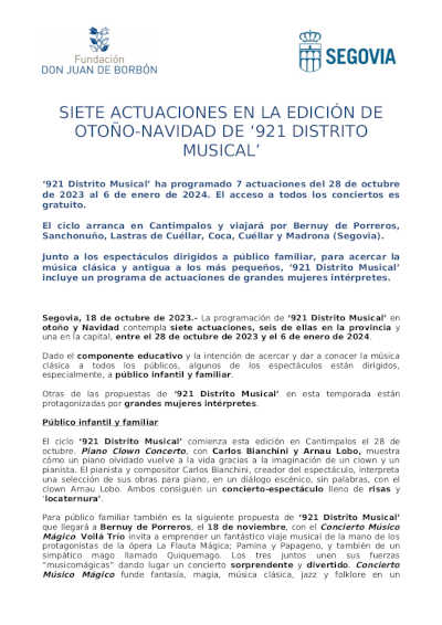 Siete actuaciones en la edición Otoño-Navidad de «921 Distrito Musical»
