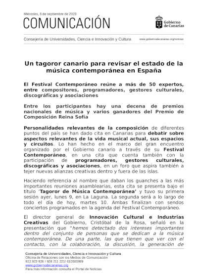 Un tagoror canario para revisar el estado de la música contemporánea en España