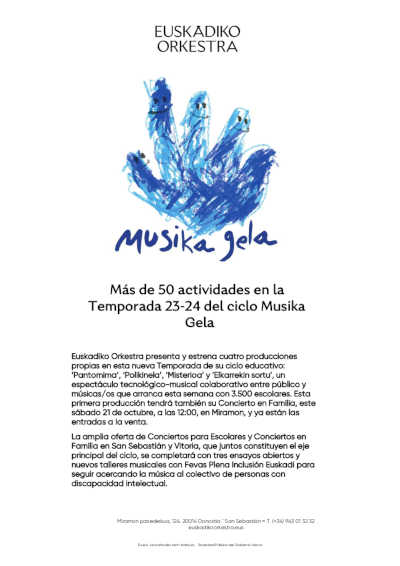 Más de 50 actividades en la Temporada 23-24 del ciclo Musika Gela