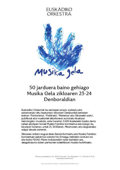 Más de 50 actividades en la Temporada 23-24 del ciclo Musika Gela