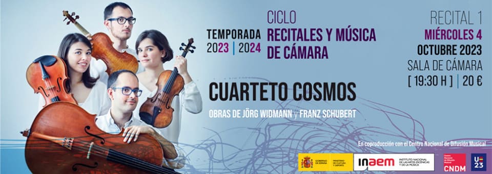 El recital del «Cuarteto Cosmos» e invitados inaugura mañana el Ciclo de Recitales y Música de Cámara