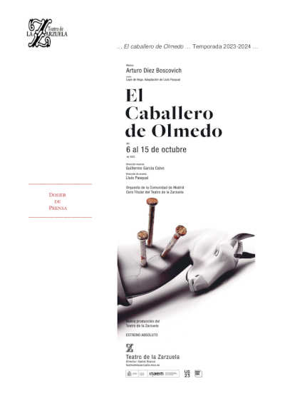 El Teatro de la Zarzuela presenta el estreno absoluto de la ópera «El caballero de Olmedo»