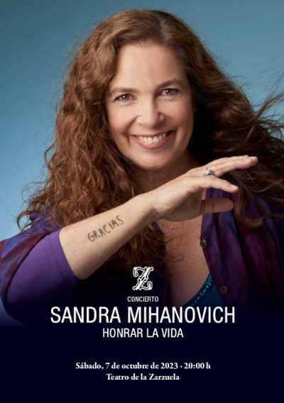 La cantante y actriz Sandra Mihanovich repasará sus casi cinco décadas de carrera con el concierto «Honrar la vida»
