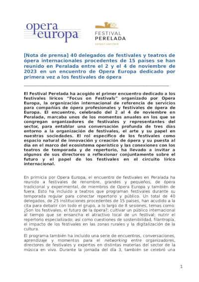 40 delegados de festivales y teatros de ópera internacionales procedentes de 15 países se han reunido en Peralada
