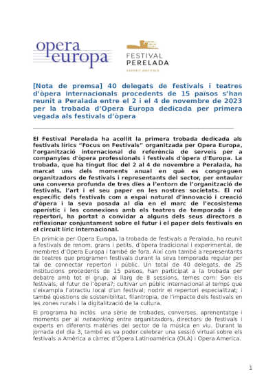 40 delegados de festivales y teatros de ópera internacionales procedentes de 15 países se han reunido en Peralada