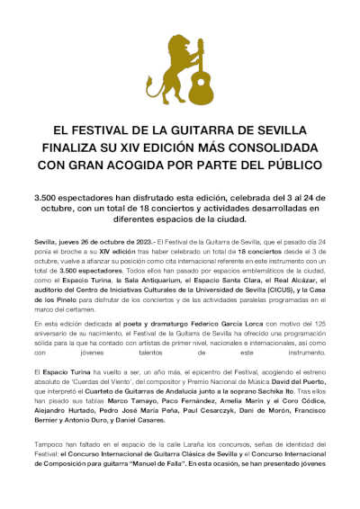 El Festival de la Guitarra de Sevilla finaliza su XIV edición más consolidada con gran acogida