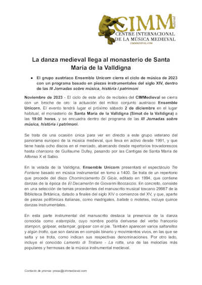 La danza medieval llega al monasterio de Santa María de la Valldigna