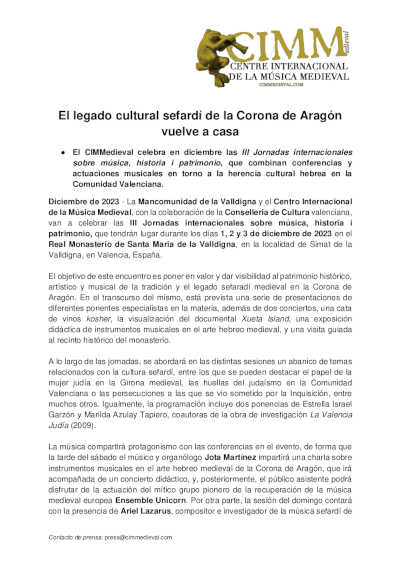 El legado cultural sefardí de la Corona de Aragón vuelve a casa