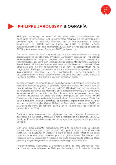 Le Concert de la Loge y Philippe Jaroussky presentan en España las «Arias Olvidadas» del barroco