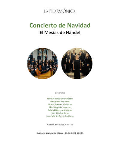 La Finnish Baroque Orchestra interpreta El Mesías de Händel en Concierto de Navidad