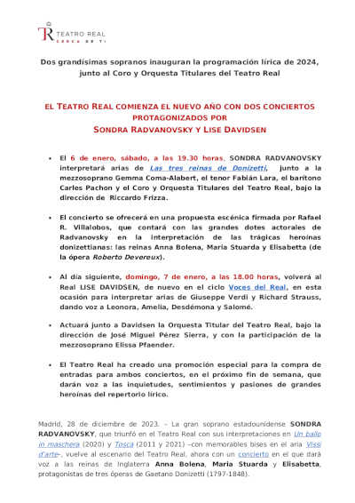 Actualizada con fotos: El Teatro Real comienza el año con dos conciertos de Sondra Radvanovsky y Lise Davidsen Actualizada con fotos: El Teatro Real comienza el año con dos conciertos de Sondra Radvanovsky y Lise Davidsen