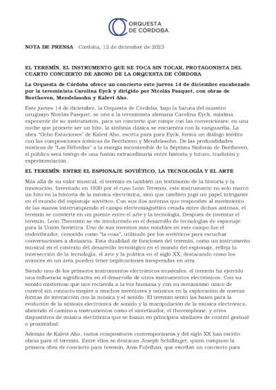 El Theremín, instrumento que se toca sin tocar, protatonista del concierto de la Orquésta de Córdoba El Theremín, instrumento que se toca sin tocar, protatonista del concierto de la Orquésta de Córdoba