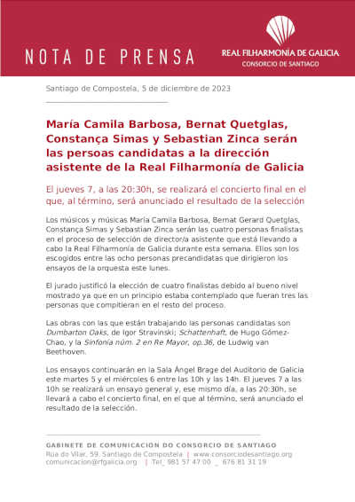 María Camila Barbosa, Bernat Quetglas, Constança Simas y Sebastian Zinca, candidatas a la dirección asistente de la RFG