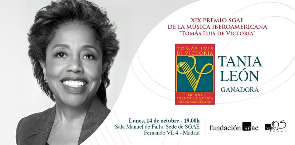 Tania León recibe el XIX Premio SGAE de la Música Iberoamericana Tomás Luis de Victoria