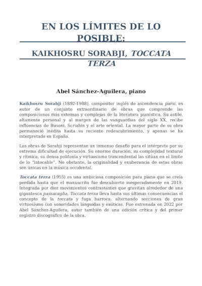 El pianista Abel Sánchez-Aguilera revive a Kaikhosru Sorabji en los Teatros del Canal