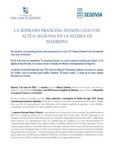 La soprano francesa Manon Chauvin actúa en la Iglesia de Madrona