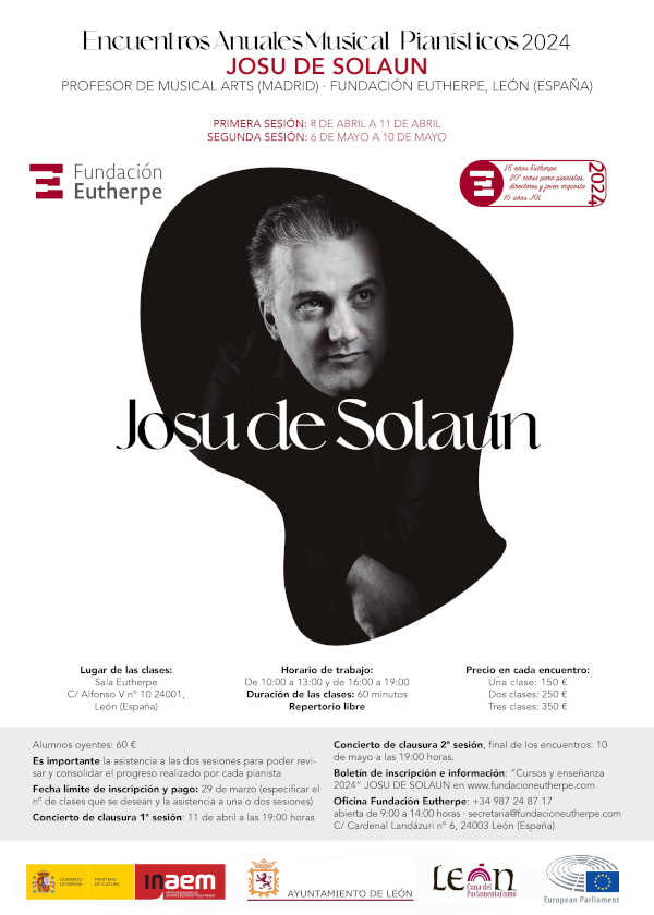 Fundación Eutherpe ofrece formación para pianistas avanzados con el maestro Josu de Solaun
