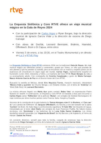 La Orquesta Sinfónica y Coro RTVE ofrece un viaje musical mágico en la Gala de Reyes 2024