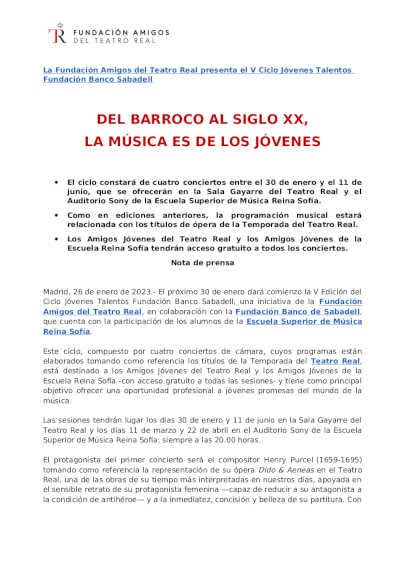 Del barroco al siglo XX, la música es de los jóvenes en este ciclo de cuatro conciertos Del barroco al siglo XX, la música es de los jóvenes en este ciclo de cuatro conciertos