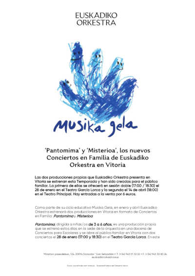 «Pantomima» y «Misterioa», los nuevos Conciertos en Familia de Euskadiko Orkestra en Vitoria