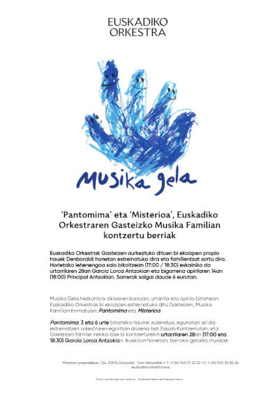 «Pantomima» y «Misterioa», los nuevos Conciertos en Familia de Euskadiko Orkestra en Vitoria