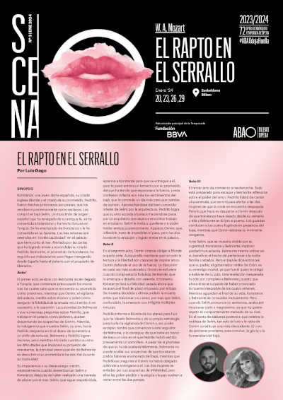 ABAO Bilbao Opera estrena su nueva producción en «El rapto en el serrallo», ideal del romanticismo mozartiano