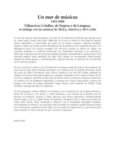 Savall regresa al FIMC para estrenar un fascinante diálogo musical entre África, América y Europa