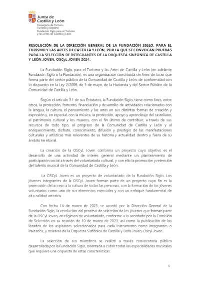 La OSCyL Joven convoca 19 plazas de violín y 3 de viola para la nueva Temporada 2024