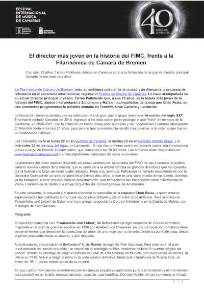El director más joven en la historia del FIMC, frente a la Filarmónica de Cámara de Bremen