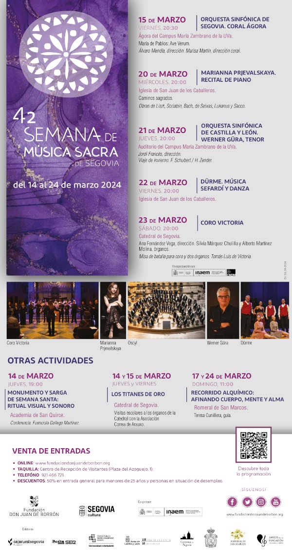 La OSCyL, el tenor Werner Güra y la pianista Marianna Prejvlaskaya actuarán en la 42 Semana de Música Sacra de Segovia