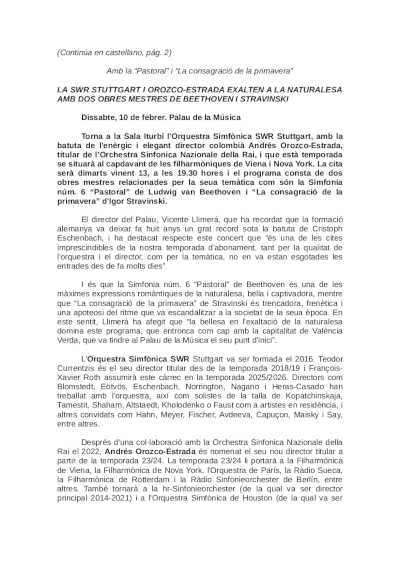 SWR Stuttgart y Orozco-Estrada exaltan a la naturaleza con obras de Beethoven y Stravinski