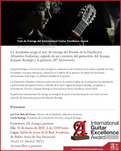 Fundación Alhambra Guitarras reconoce la labor de la Fundación Victoria y Joaquín Rodrigo Fundación Alhambra Guitarras reconoce la labor de la Fundación Victoria y Joaquín Rodrigo